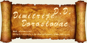Dimitrije Doroslovac vizit kartica